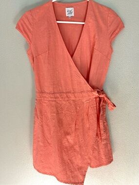 Raised By Wild Pink Cotton Wrap Tunic Top Short Sleeve Boho XS